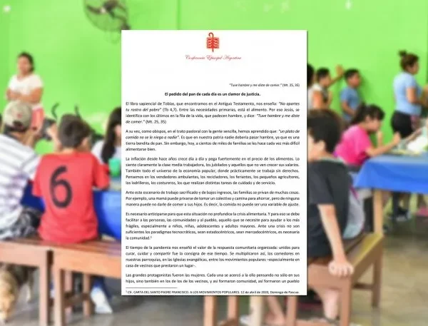 Comunicado de la Iglesia por la falta de alimentos en comedores comunitarios