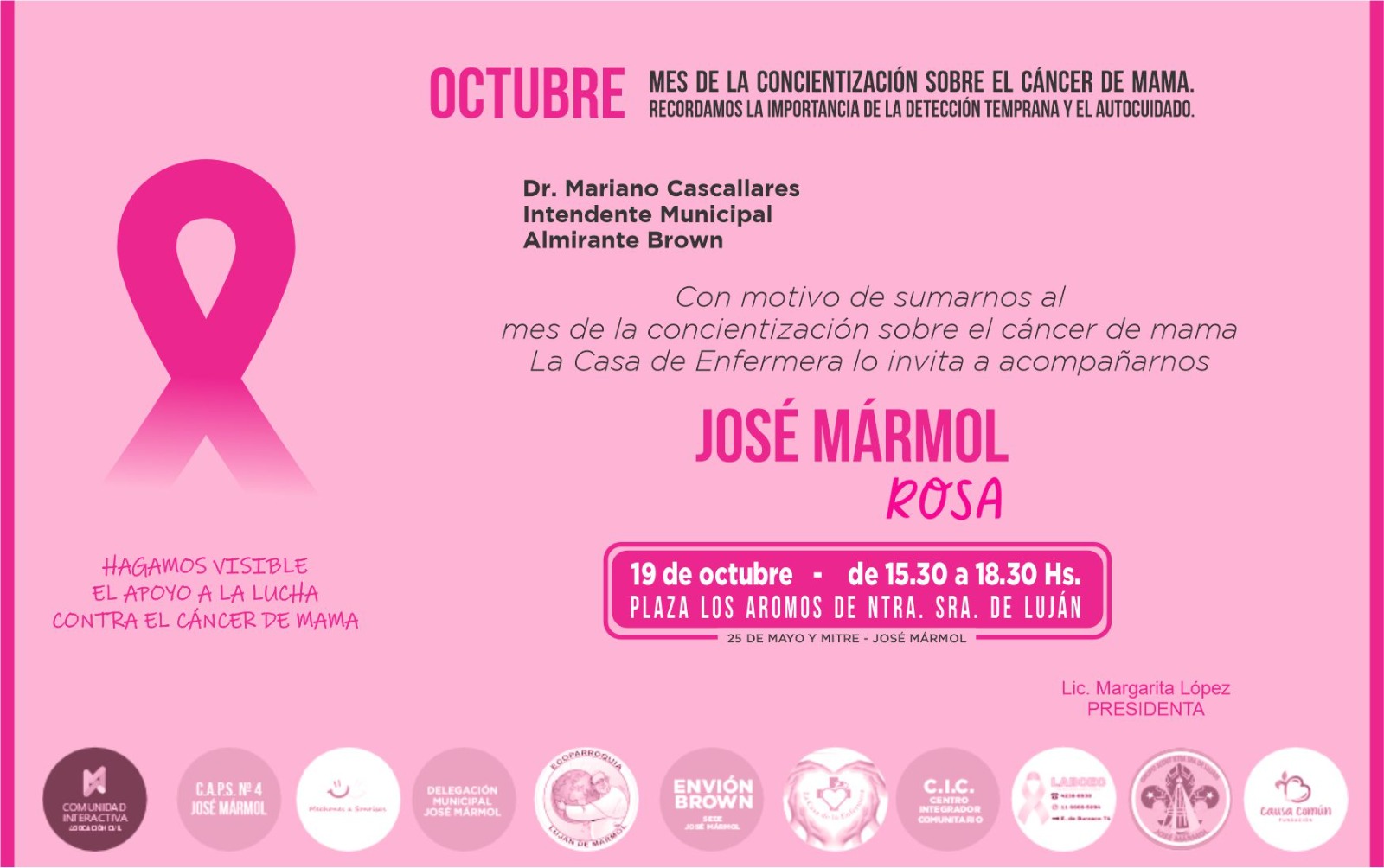 ORGANIZAN DOS EVENTOS EN ALTE BROWN PARA CONCIENTIZAR SOBRE EL CÁNCER DE MAMA