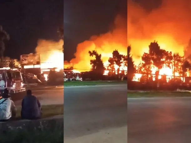 Voraz incendio destruyó un depósito de maderas en Esteban Echeverría